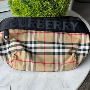 Burberry Beige and Black Check Belt Bag
